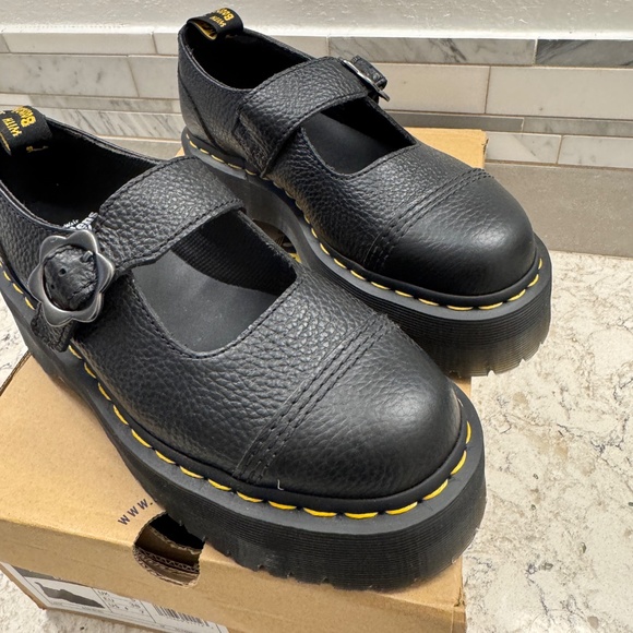 Dr.Martens Addina Floral Mary Janes Shoe Black Chunky Grundge aesthetic size 7 - Picture 13 of 15
